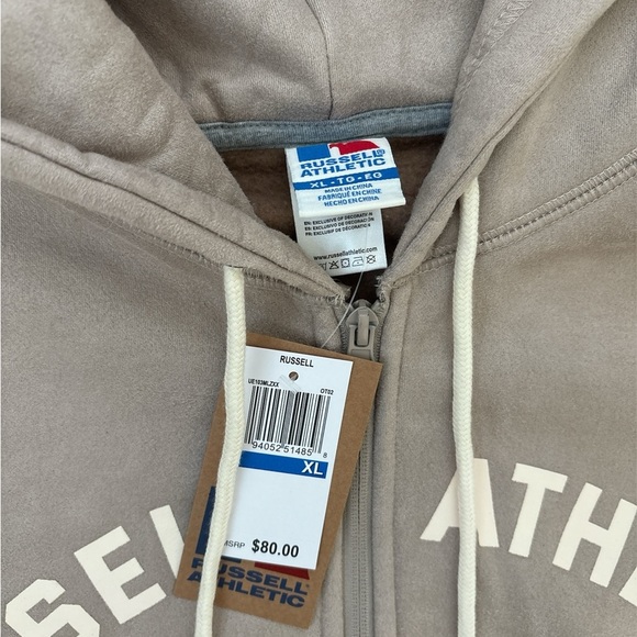 Russell Athletic Men's Cream Zip-Up Hoodie - Picture 8 of 8